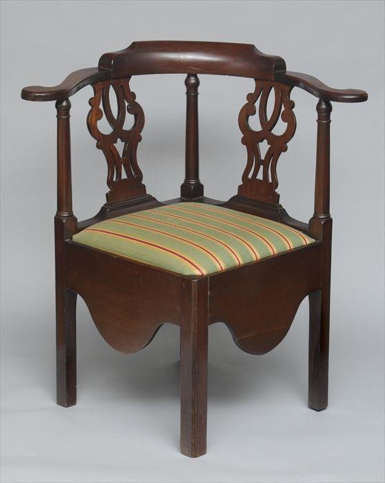 Appraisal: NEW YORK CHIPPENDALE MAHOGANY CORNER CHAIR The stepped pillow crest