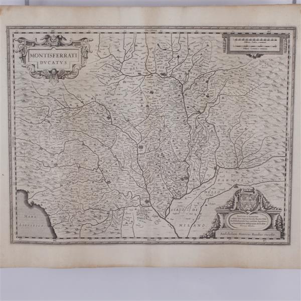 Appraisal: Henricus Hondius Montisferrati Ducatus Map of Northern Italy Etching H