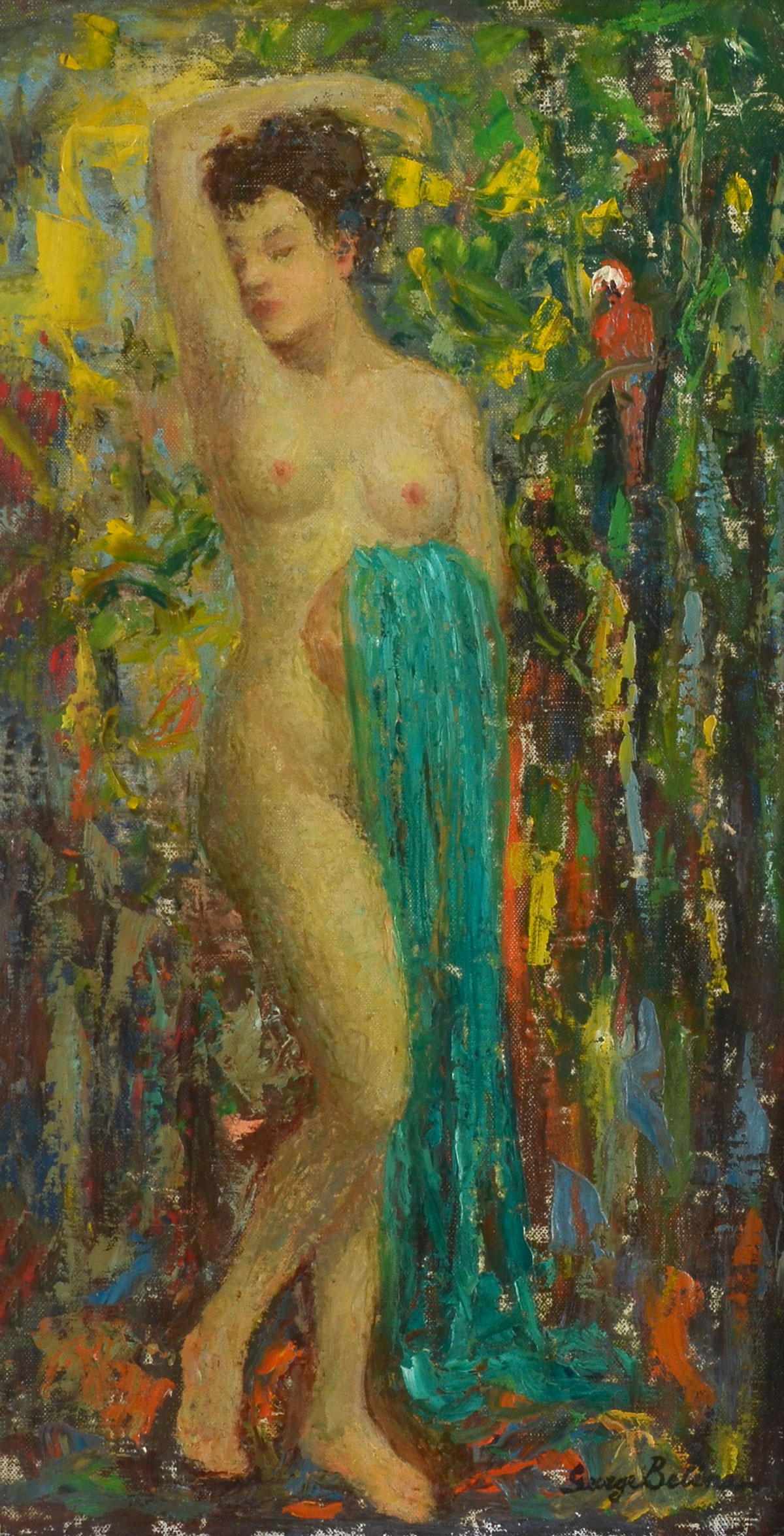 Appraisal: BELINE George Russian - ''Standing Nude'' Oil Canvasboard '' x