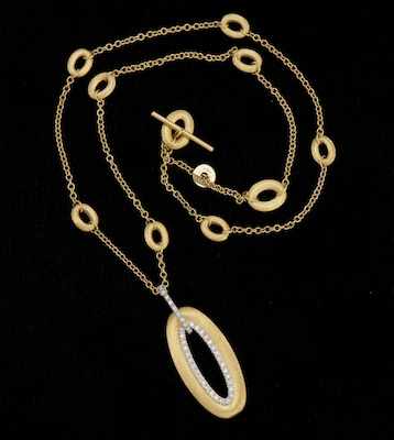 Appraisal: An Italian k Gold and Diamond Necklace from Olga Collection