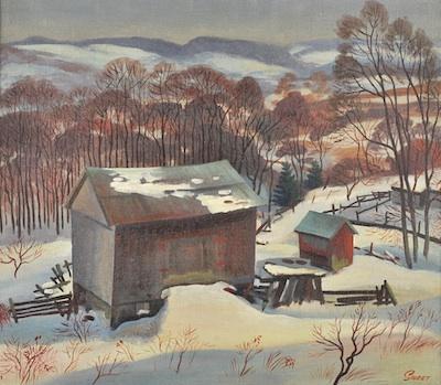 Appraisal: Sweet American Akron Area th Century Widow's Barn Oil on