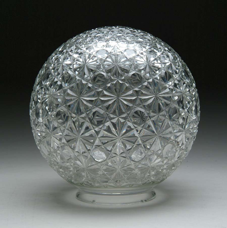 Appraisal: CUT GLASS BALL SHADE Cut in cane pattern SIZE -