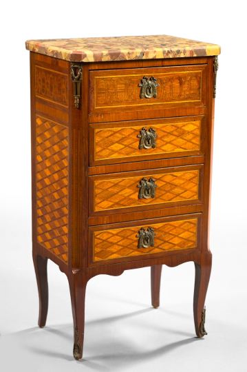 Appraisal: Louis XVI-Style Kingwood and Marble-Top Commode early th century the