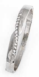 Appraisal: A ct white gold cubic zirconia set oval hinged bangle