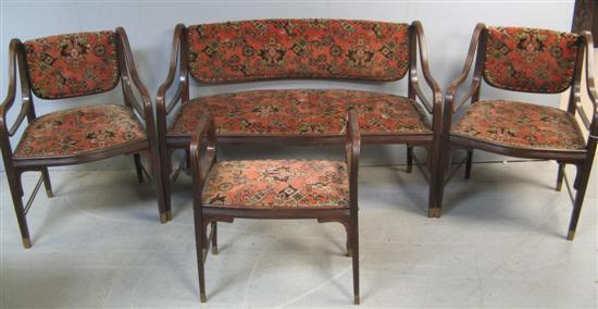 Appraisal: Jacob Joseph Kohn Vienna mahogany bentwood and brass mounted suite