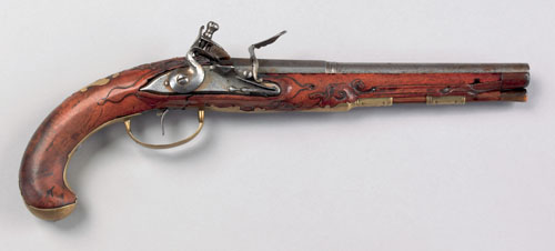 Appraisal: German made flintlock pistol of American interest ca the smooth