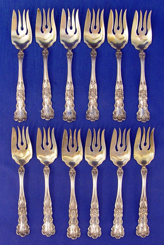 Appraisal: GORHAM ''BUTTERCUP'' STERLING FISH FORKS Set of fish or salad