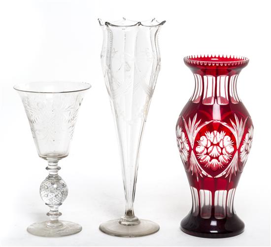 Appraisal: Sale Lot Three Glass Vases th th century each of