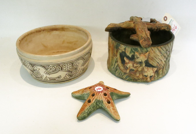 Appraisal: THREE PIECES WELLER ART POTTERY including the Muskota starfish flower