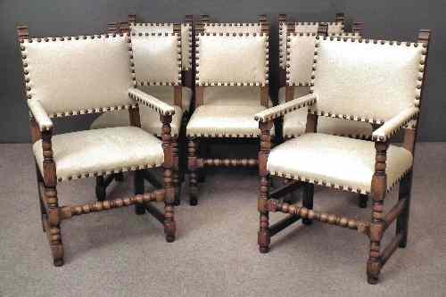 Appraisal: A set of eight oak dining chairs of ''Cromwellian'' design