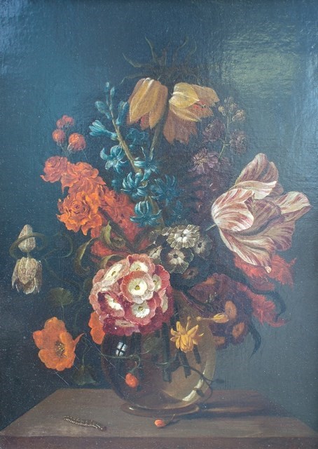 Appraisal: Circle of Pieter Casteels III Floral still life oil on