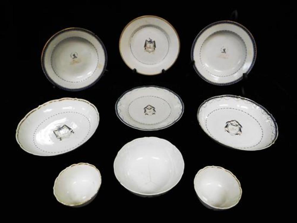 Appraisal: ASIAN Armorial Chinese Export porcelain th- th C nine pieces