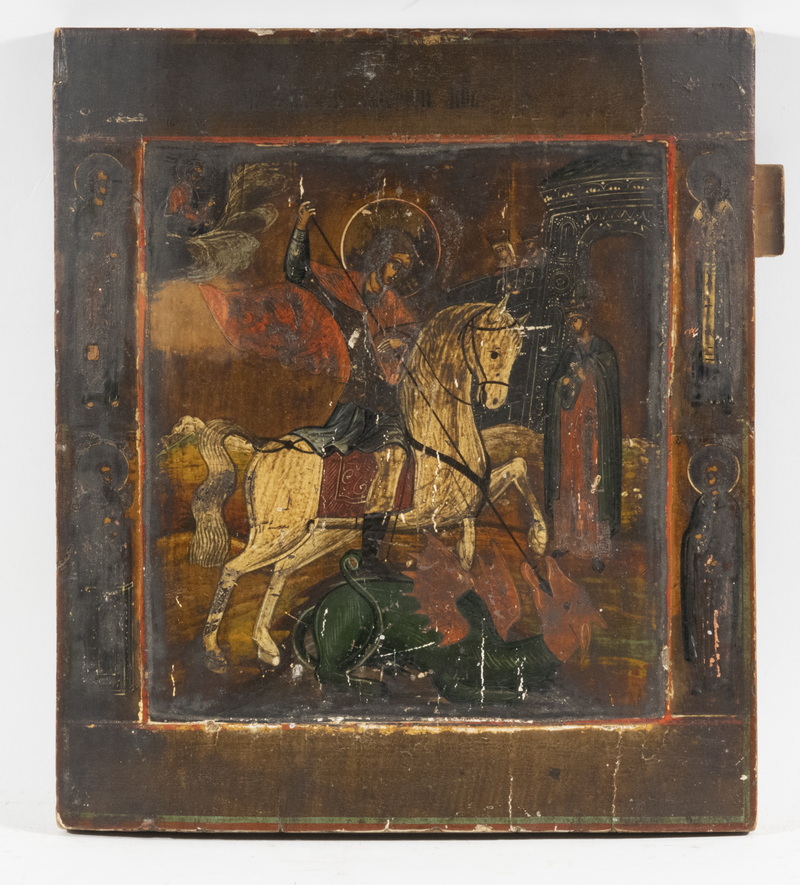 Appraisal: TH C RUSSIAN ICON St Petersburg School Saint George Slayng