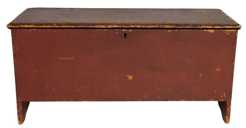 Appraisal: Blanket chest American th C painted red finish boot jack