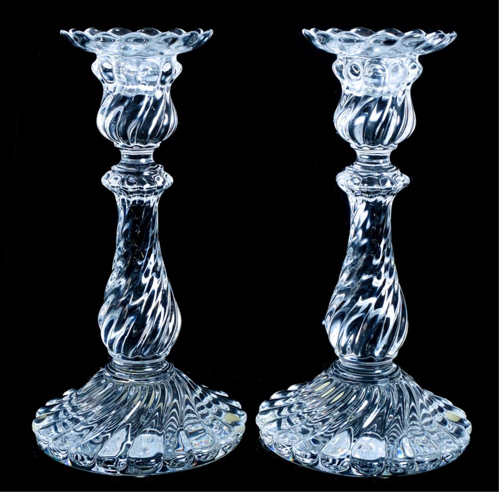 Appraisal: PAIR BACCARAT CRYSTAL BAMBOUS CANDLE HOLDERSPair of Baccarat Crystal candle