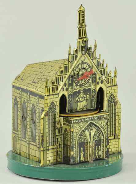 Appraisal: TIN CATHEDRAL TOY Kellermann Germany lithographed tin amusing wind-up action