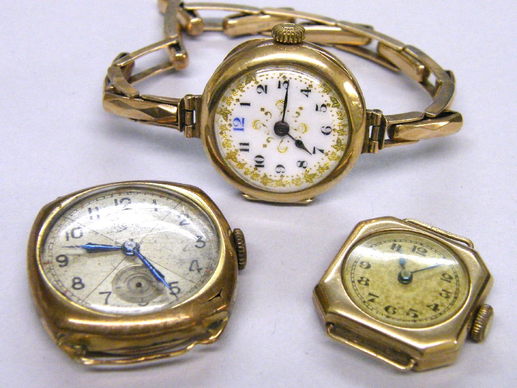 Appraisal: Early ct lady's bracelet watch with a gold expanding bracelet