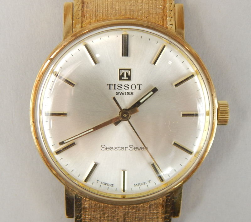 Appraisal: A 's Tissot Seastar Seven gentleman's carat gold wristwatch having