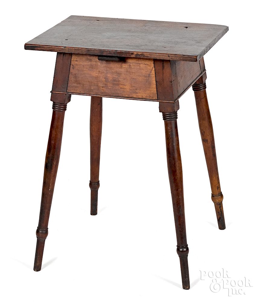 Appraisal: Pennsylvania walnut and cherry splay leg end table Exclusive on