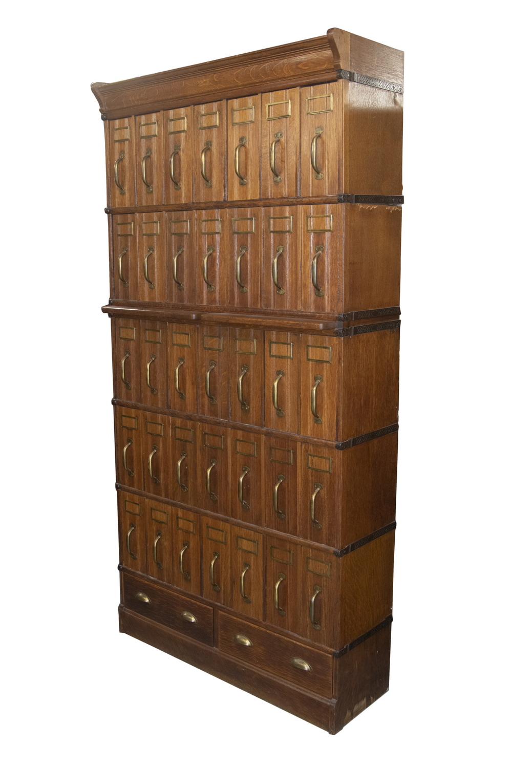 Appraisal: STACKING OAK DOCUMENT FILE CABINET IN PARTS Circa Arts Crafts