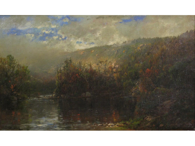 Appraisal: William L Sonntag NC NY - Mountains oil on canvas