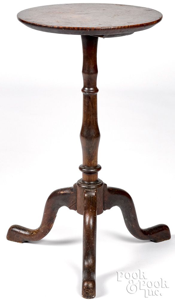 Appraisal: Queen Anne maple candlestand late th c Queen Anne maple