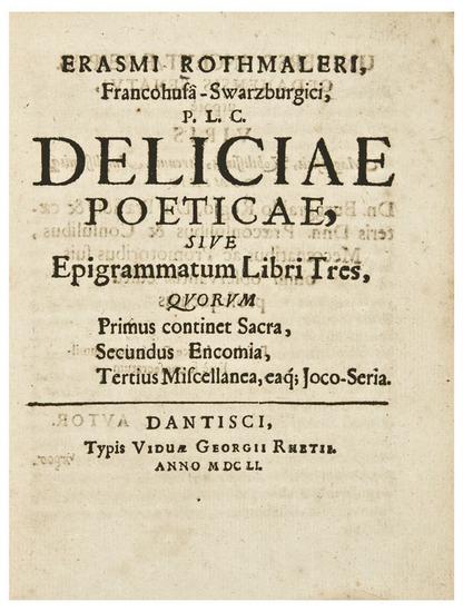 Appraisal: ERASMUS Desiderius c - Deliciae Poeticae Sive Epigrammatum Libri Tres