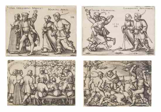 Appraisal: Hans Sebald Beham German - Four works from The Peasants'