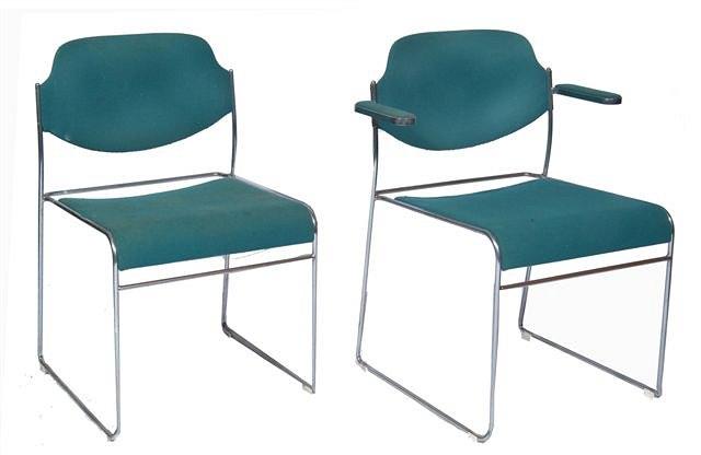 Appraisal: A pair of Gisben chrome and green upholstered open armchairs