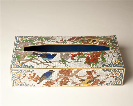 Appraisal: A Chinese Cloisonne Tissue Box Cover with designs of birds