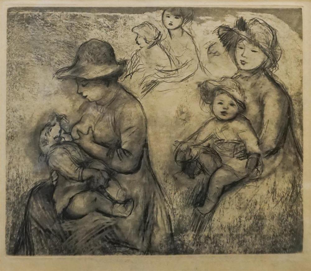 Appraisal: After Pierre-Auguste Renoir French - 'Trois Esquisses de Maternites' Etching