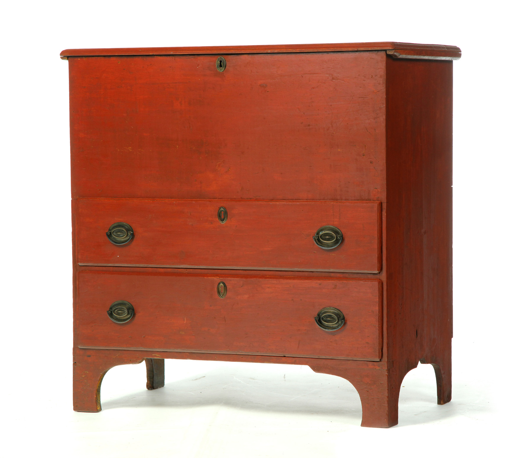 Appraisal: PAINTED TWO-DRAWER MULE CHEST American st quarter- th century pine