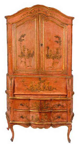 Appraisal: A Venetian style paint decorated secretary desk height ft in