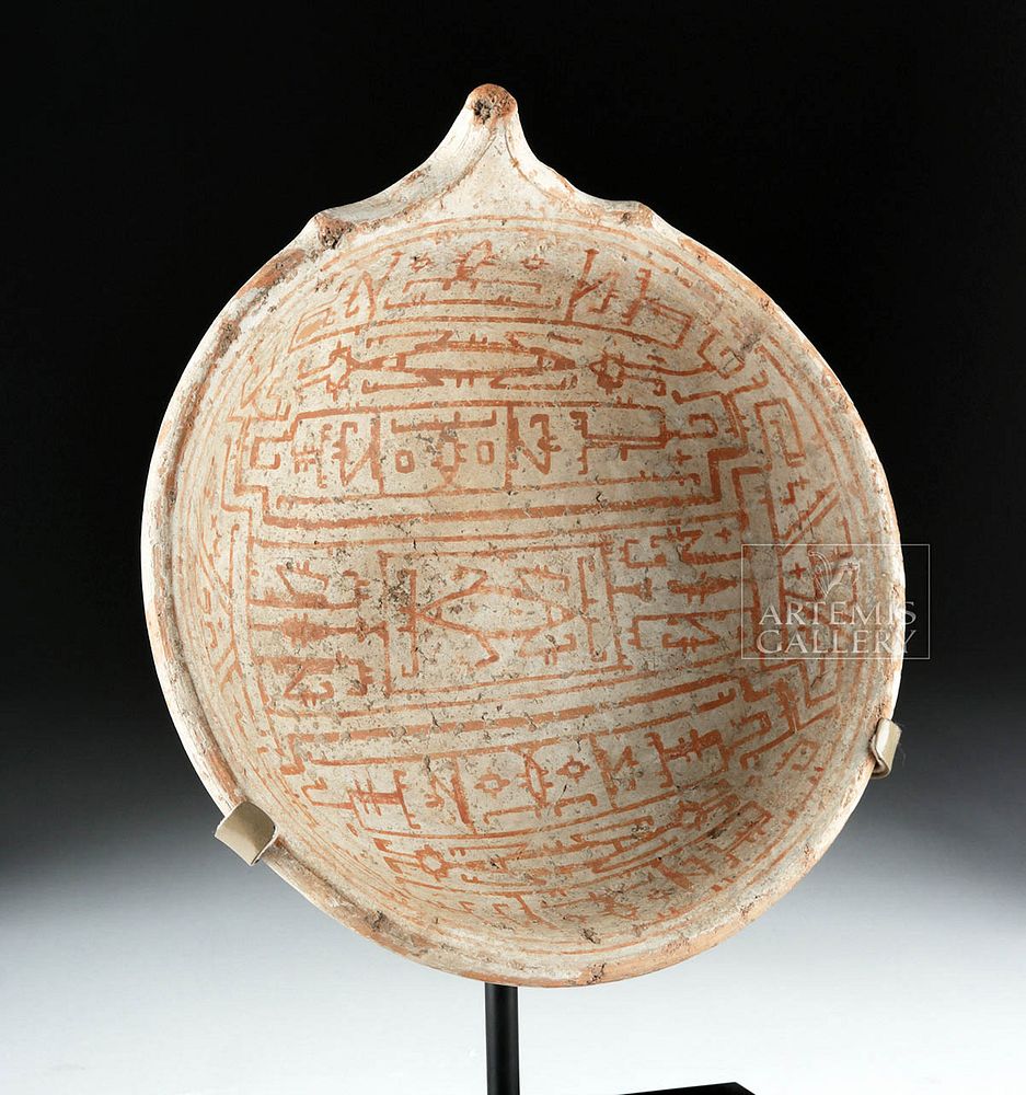 Appraisal: Marajoara Cream-Slipped Bowl Mask-like Faces Insects Originally Listed At Pre-Columbian