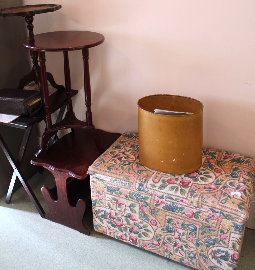 Appraisal: A floral printed blanket box folding table and other small