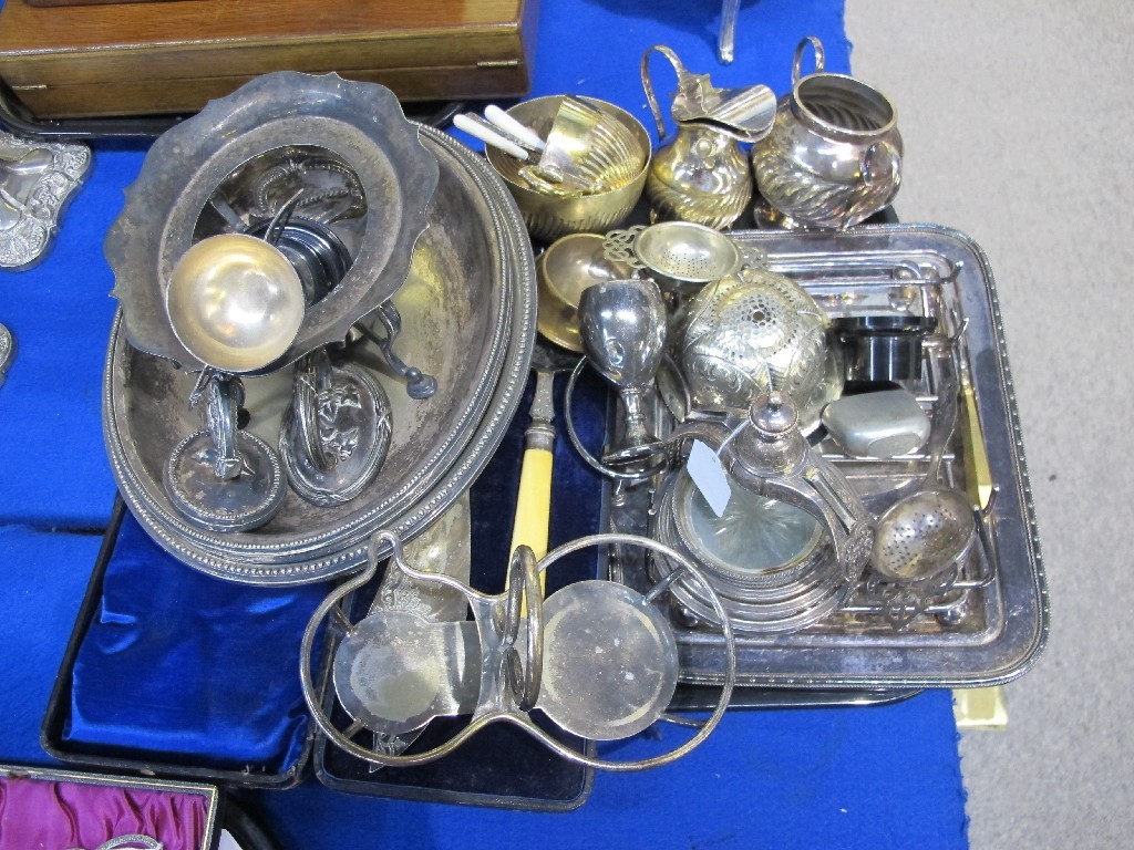 Appraisal: Tray lot of EP - entree dishes cream and sugar