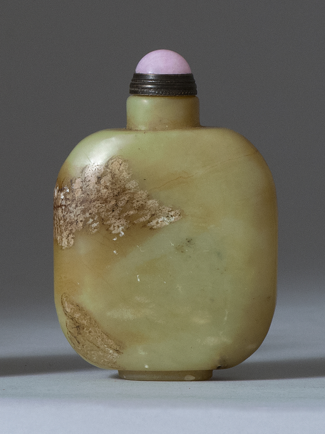 Appraisal: YELLOW STONE SNUFF BOTTLE Circa In modified rectangular form with