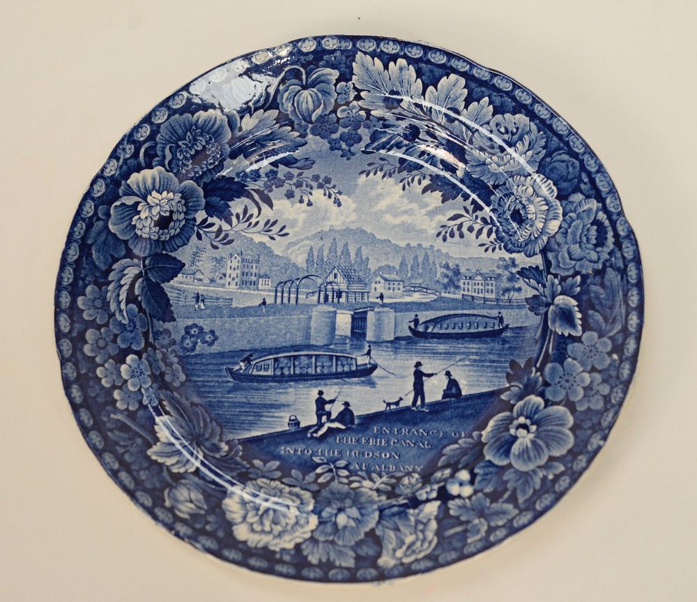 Appraisal: Historical Blue Staffordshire Plate ENTRANCE OF THE ERIE CANAL INTO