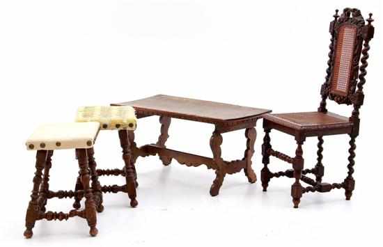 Appraisal: Four piece Continental furniture lot th and th century comprising