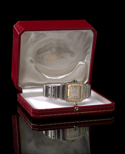 Appraisal: Gentleman's Cartier Santos Wristwatch the stainless steel and eighteen-karat gold