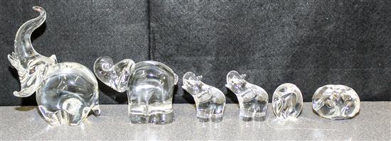 Appraisal: Sale Lot A Collection of Five Steuben Glass Elephant Figures