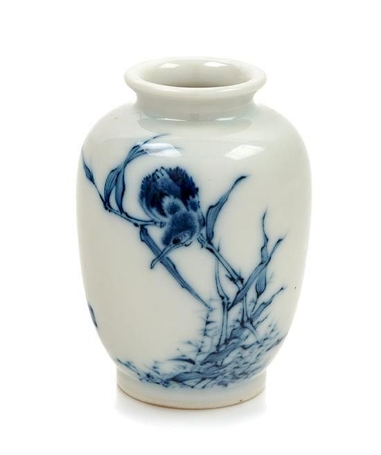 Appraisal: A Blue and White Porcelain Vase Height inches A Blue