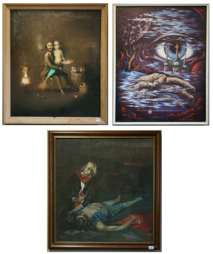 Appraisal: THREE RUSSIAN OILS ON CANVAS th century A man with