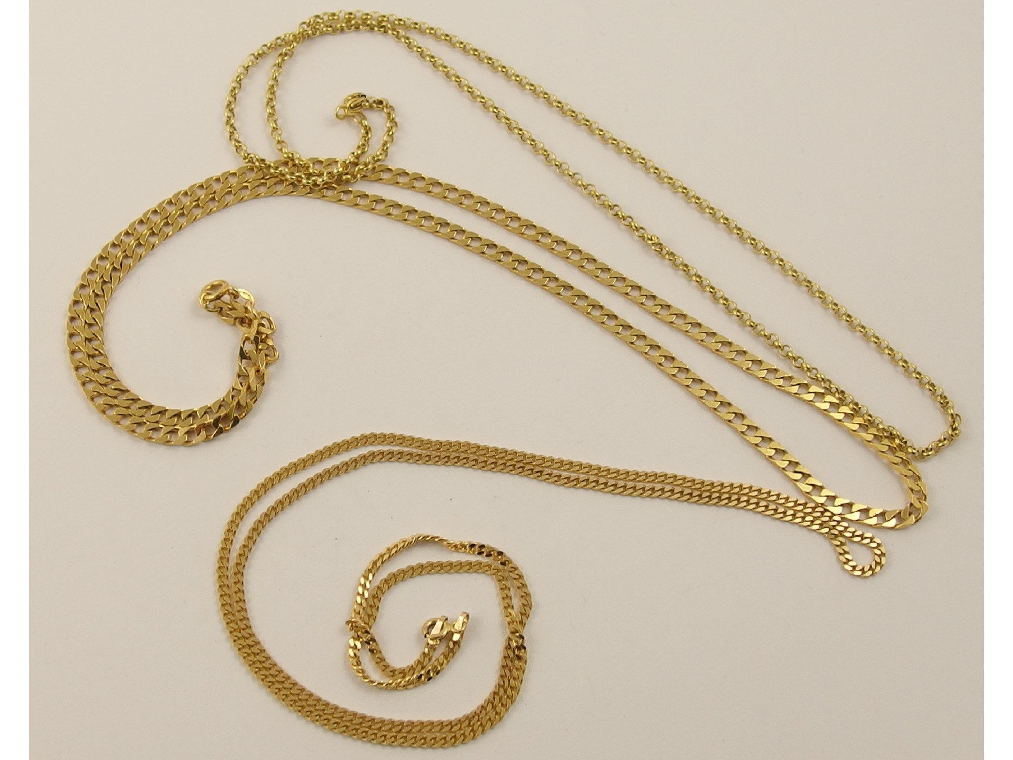 Appraisal: Three ct neck chains weight approx gms