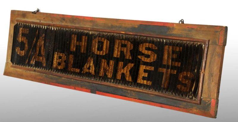 Appraisal: William Baker Son Horse Blankets Sign Description Circa Nice country