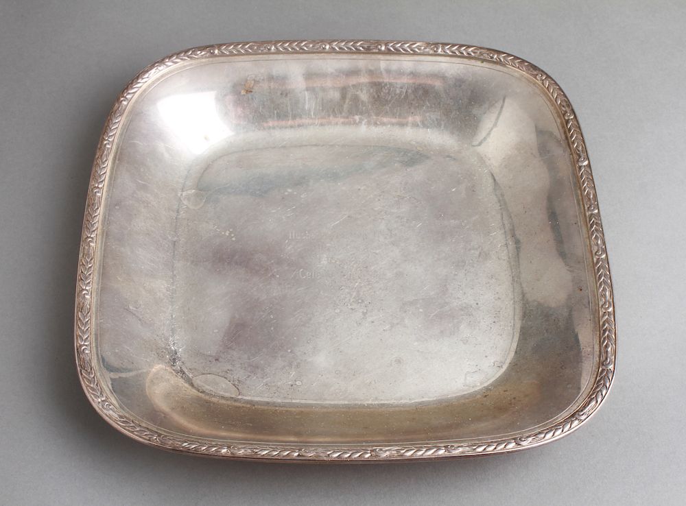 Appraisal: Tiffany Co Silver First Prize Tray Dish Tiffany Co Makers