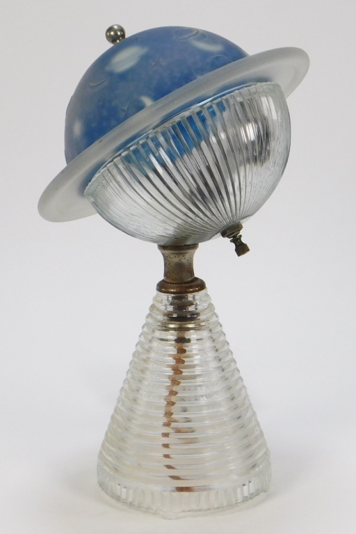 Appraisal: ART DECO GLASS SATURN DESK LAMP United States th Century