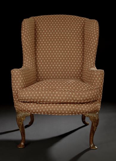 Appraisal: Queen Anne Fruitwood Wing Chair th century and later the