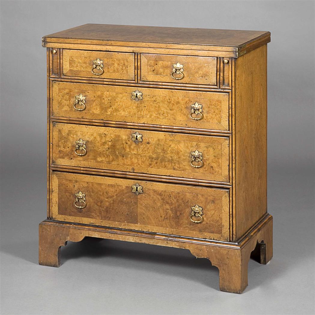 Appraisal: William and Mary Style Walnut Bachelors Chest of Drawers Height