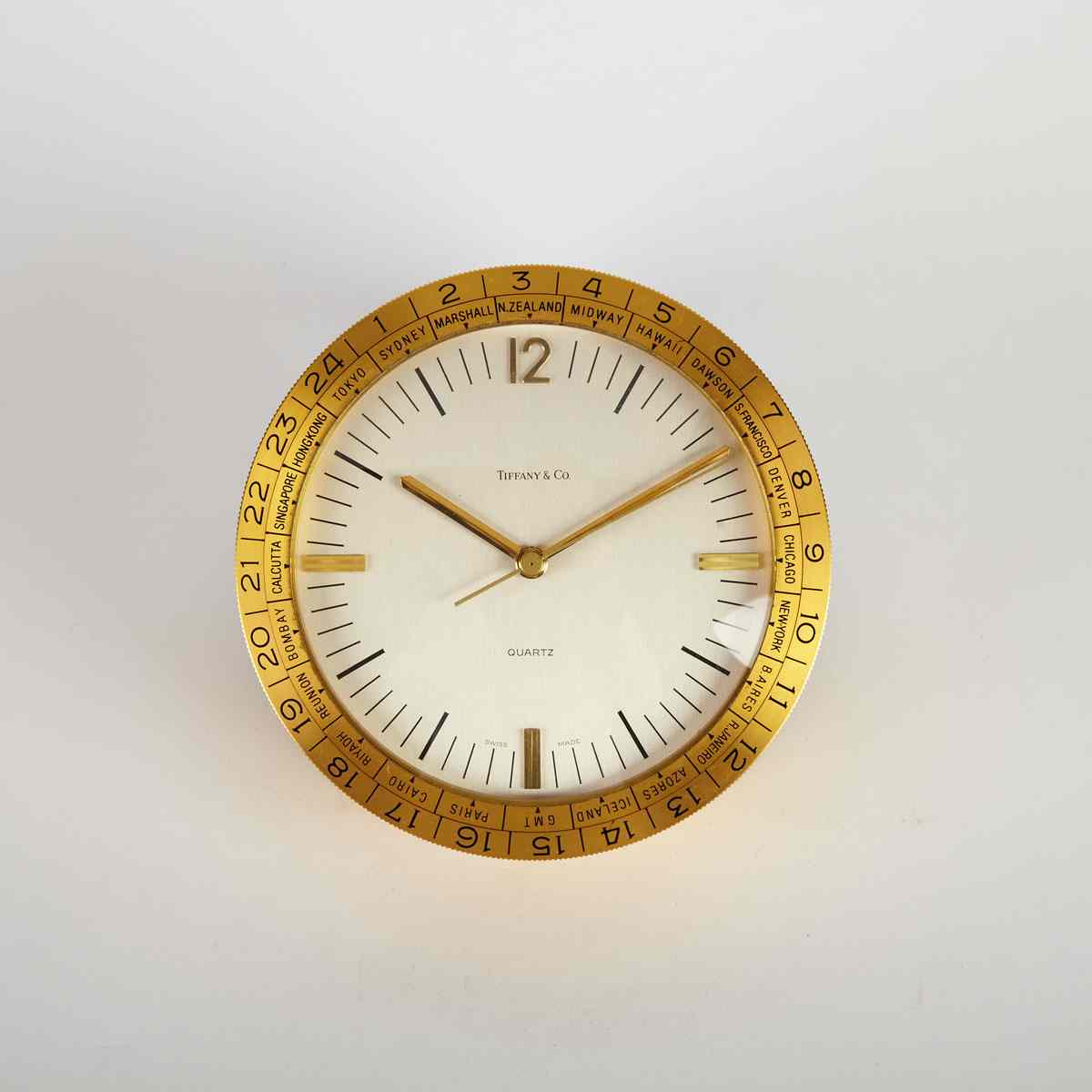 Appraisal: Tiffany Co Gilt Metal World Time Desk Clock c with